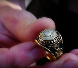 Edie's son's graduation ring