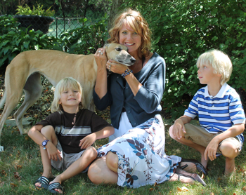 Shawnelle, her sons and her dog
