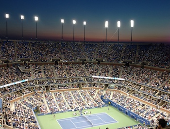 A view of the court at the U.S. Open from Row V.