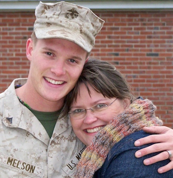 Blogger Edie Melson and her Marines Corps son, Jimmy.