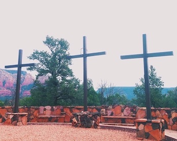 A photo of three crosses taken by Adam Polhemus