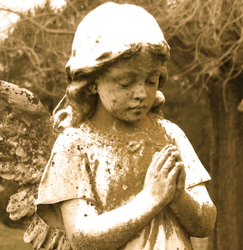 A cemetery angel prays. Where are your favorite places to pray?