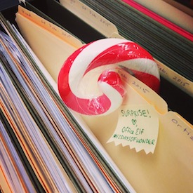 Day 7: A candy cane hidden in the copy chief's files.