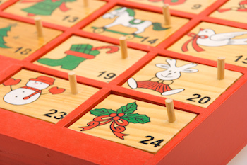 A wooden Advent calendar. Photo by ErickN, Shutterstock.