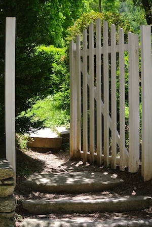 An open garden gate. Photo by Edie Melson.