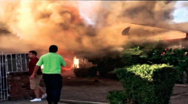 Screengrab from video of Fresno fire