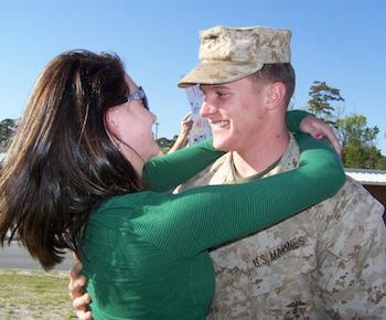 Edie's son Jimmy with fiancée Katie after his first deployment.
