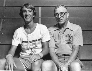Steve Laube and Coach John Wooden in 1974.