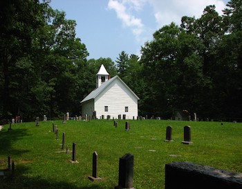 A church and cemetery in Cades Cove, TN.