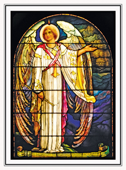 Heavenly Hope Angel portrayed in stained glass