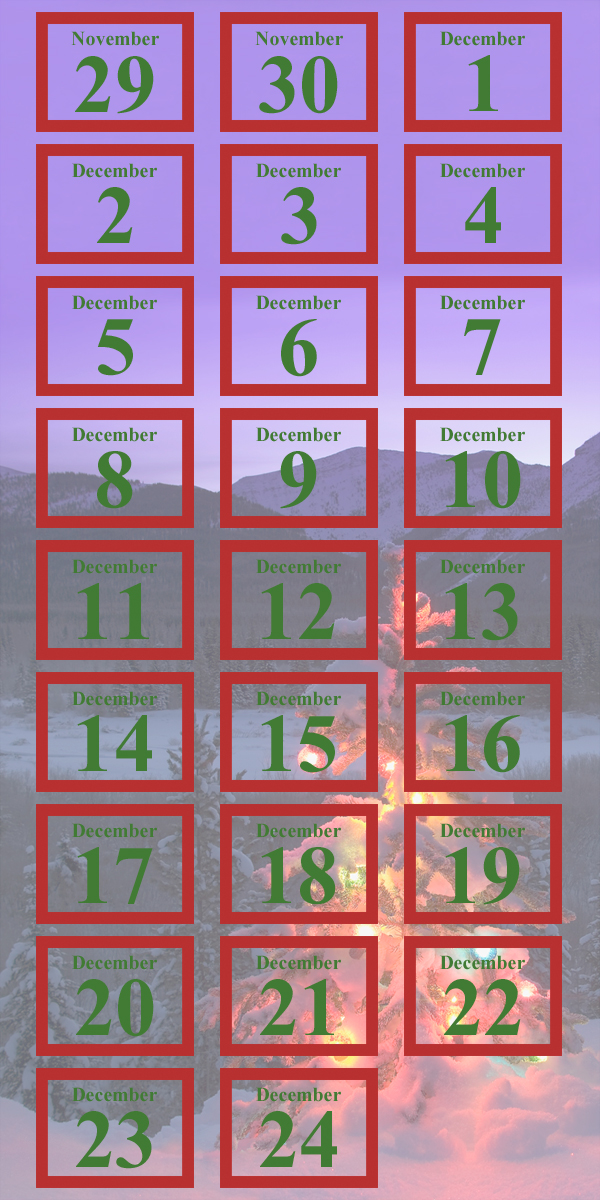 An Advent calendar, in which each date links to a Christmas story from Norman Vincent Peale