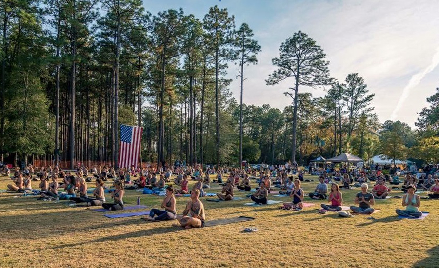 Keith Mitchell teaches yoga to veterans at Fort Bragg
