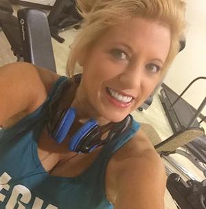 Michelle Medlock Adams at the gym working out.