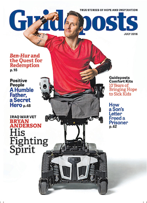 Iraq war veteran Bryan Anderson on the cover of the July 2016 edition of Guideposts magazine