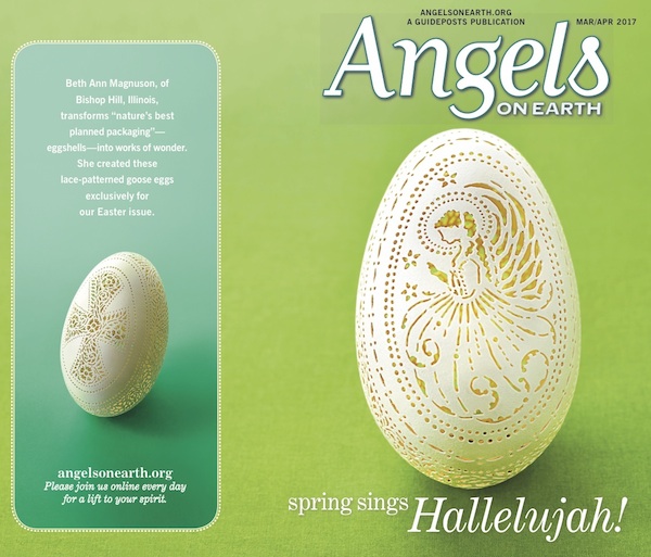 Angel on eggshell for Angels on Earth magazine