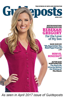 Rebekah Gregory on the cover of the April 2017 edition of Guideposts