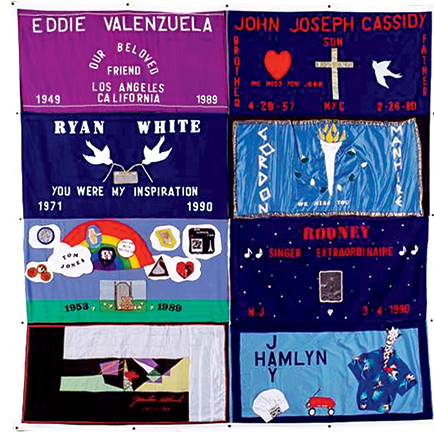 A patch on the AIDS Memorial Quilt memorializing Ryan White, who died in 1990. credit: The NAMES Project Foundation