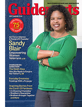 Sandy Blair on the cover of the September 2020 issues of Guideposts